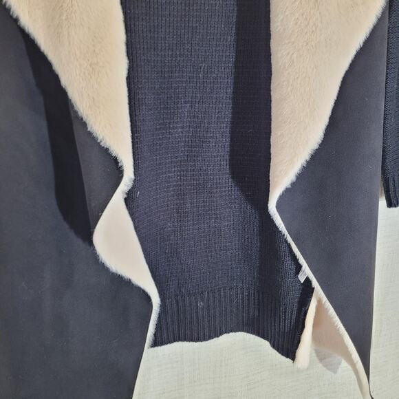 Twelfth Love Open Cardigan Sweater Jacket Womens Large Faux Fur Collar Polyester - Picture 3 of 8